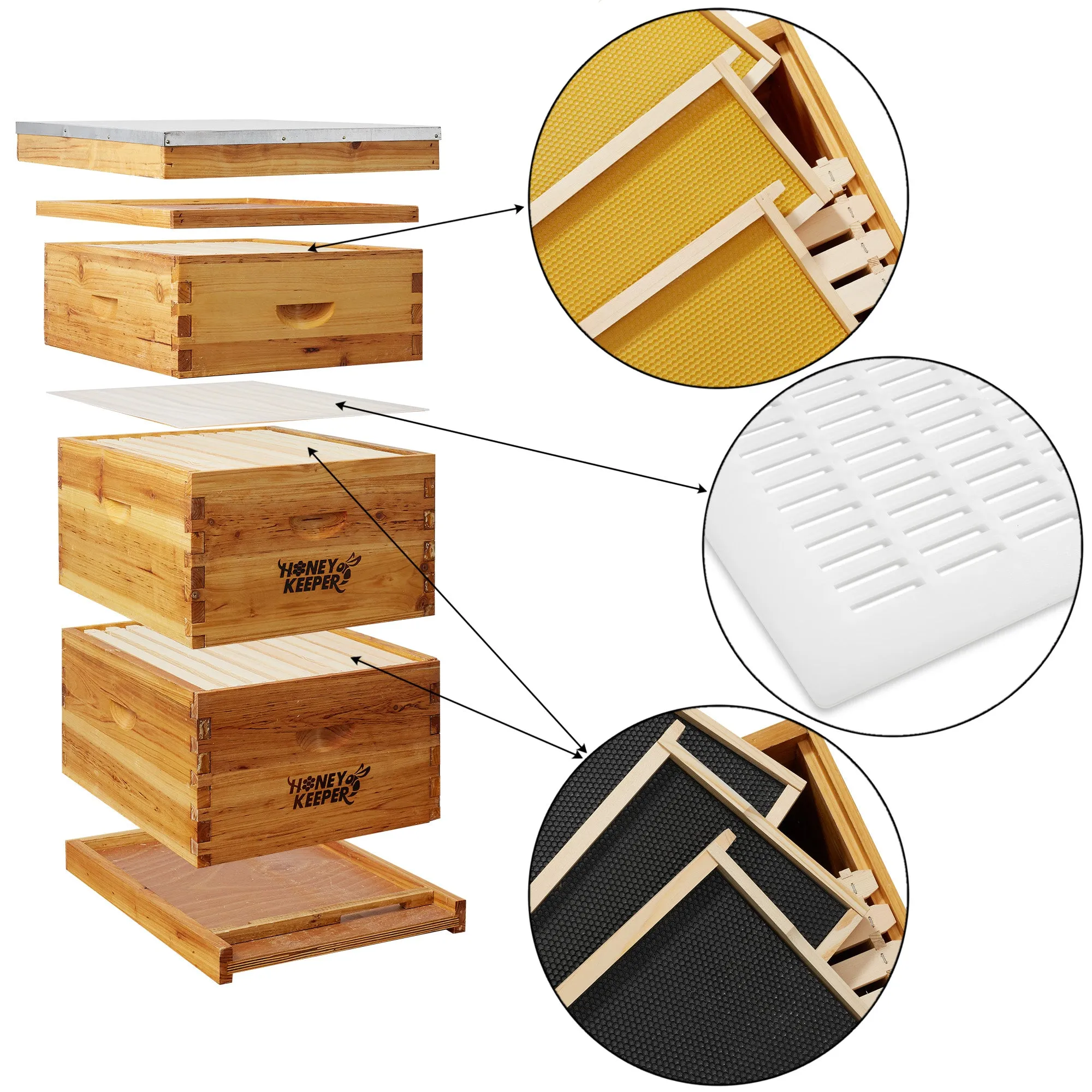 3-Tier Complete 10 Frame Langstroth Waxed Beehive Kit