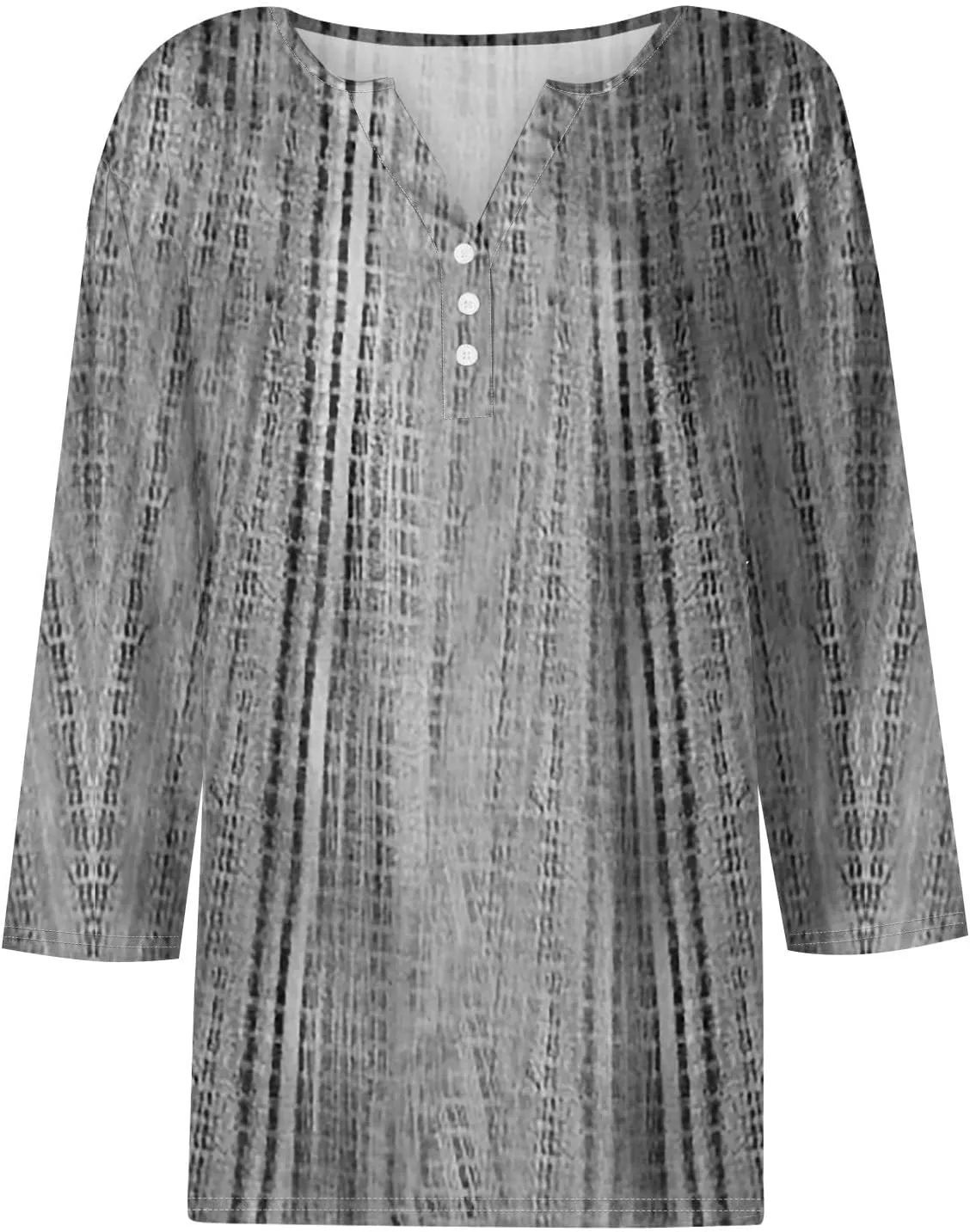 3/4 Length Sleeve Womens Tops Casual V-Neck Button Down Blouse Ladies Top for Spring and Summer Fashion Outfit