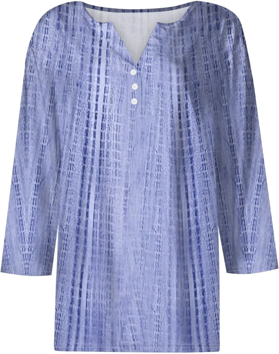 3/4 Length Sleeve Womens Tops Casual V-Neck Button Down Blouse Ladies Top for Spring and Summer Fashion Outfit