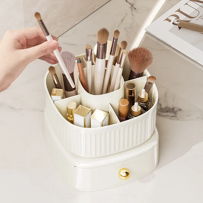 360 Rotating Makeup Brushes Holder with Drawers
