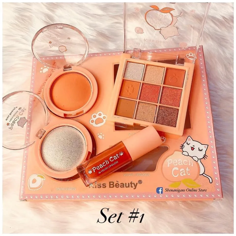 4 in 1 Kiss Beauty Peach Cat Makeup Deal Set