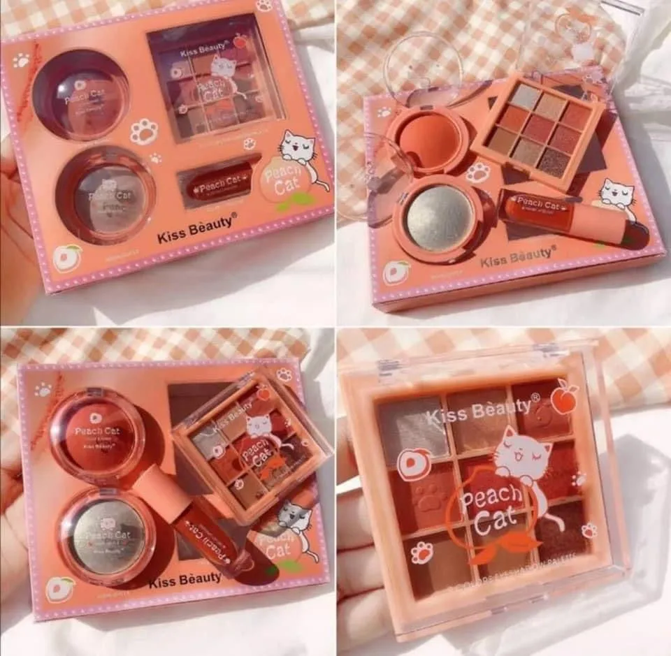4 in 1 Kiss Beauty Peach Cat Makeup Deal Set