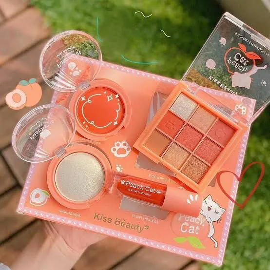 4 in 1 Kiss Beauty Peach Cat Makeup Deal Set