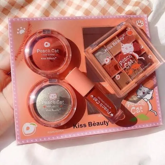 4 in 1 Kiss Beauty Peach Cat Makeup Deal Set