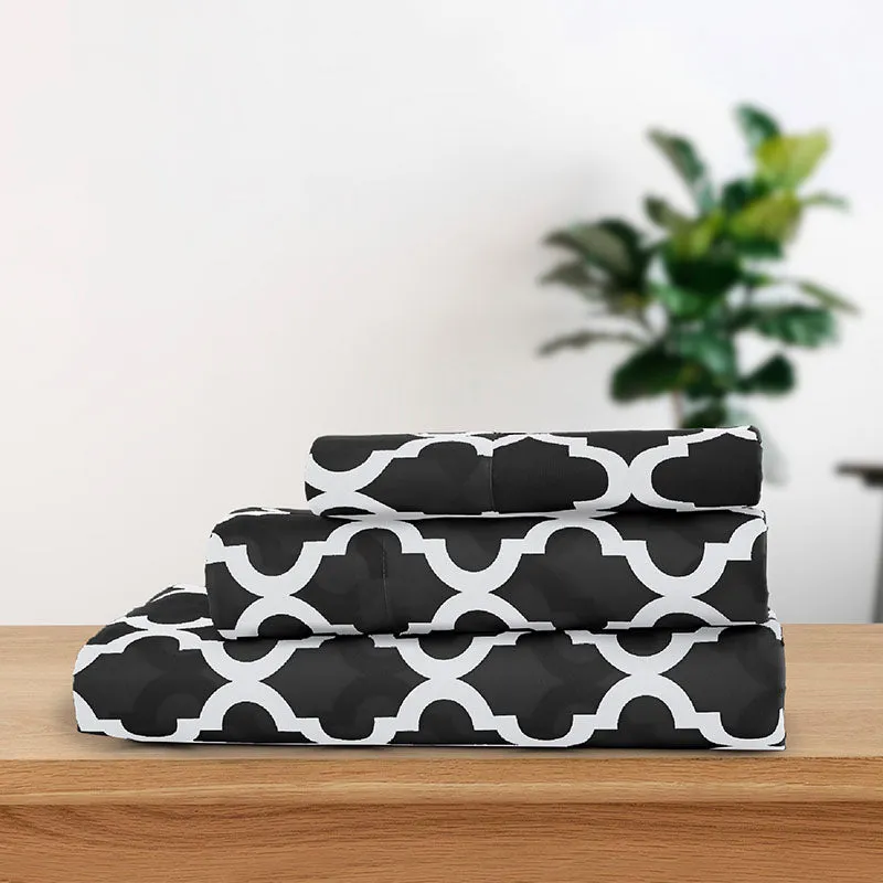 4-Piece Quatrefoil Design Deep Pocket Bed Sheets Set