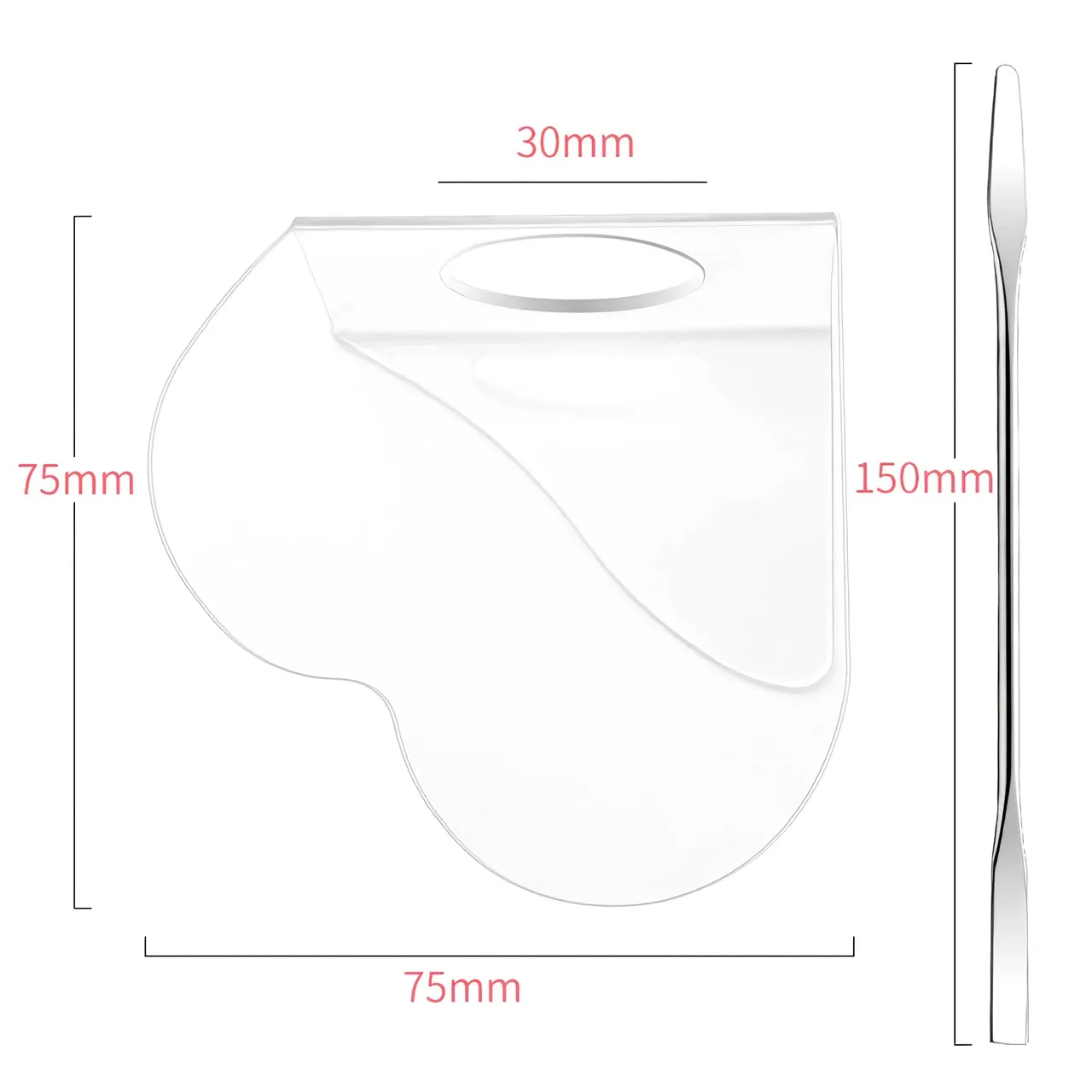 Acrylic Transparent Makeup Palette with Stainless Steel Spatula