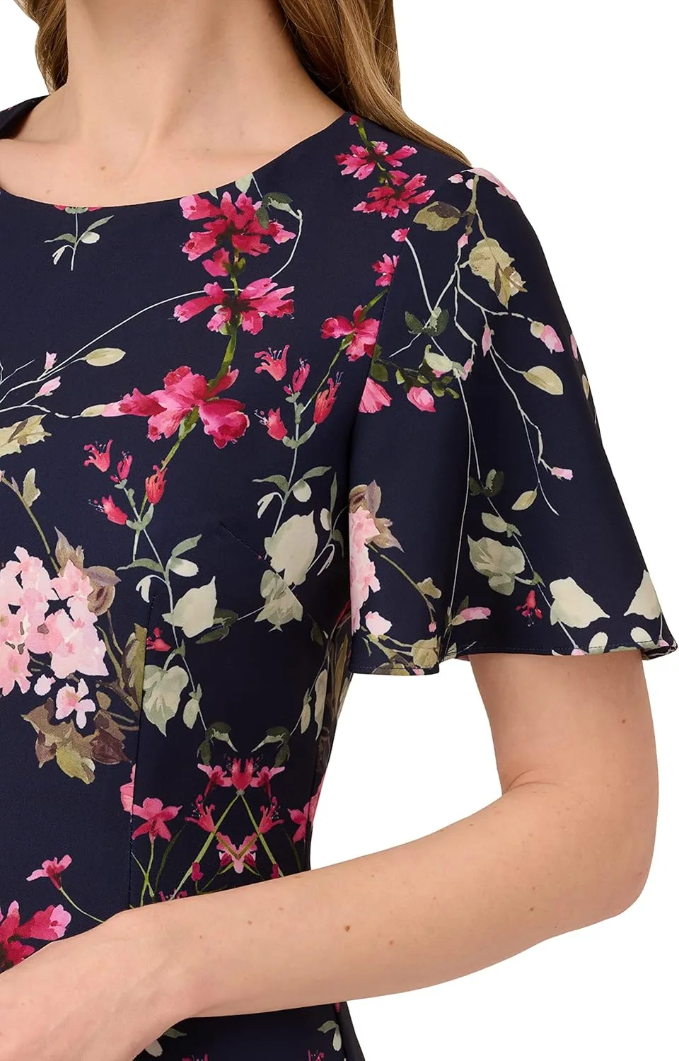 Adrianna Papell Women's Printed Floral Crepe Dress
