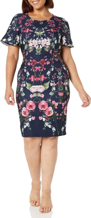 Adrianna Papell Women's Printed Floral Crepe Dress