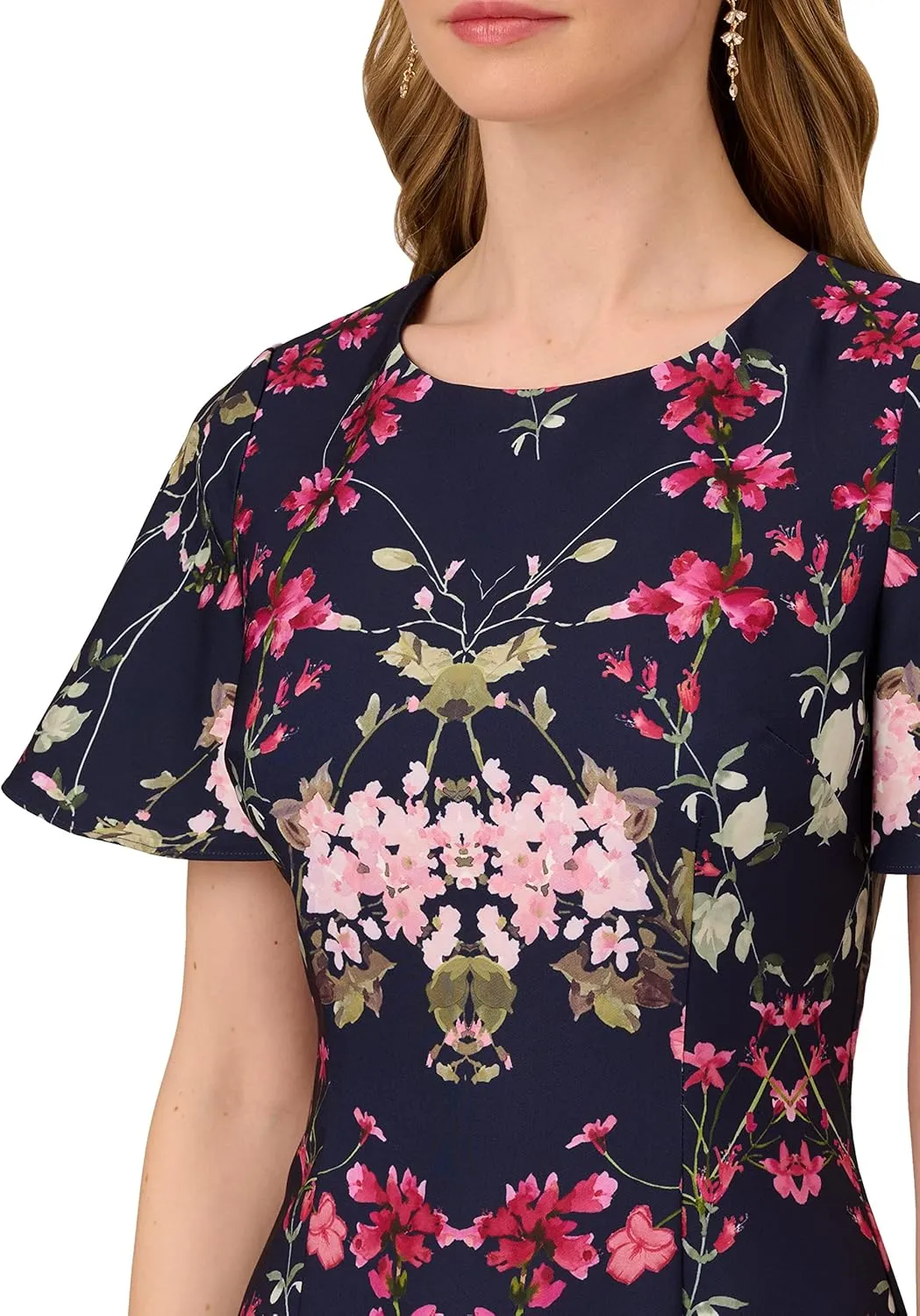 Adrianna Papell Women's Printed Floral Crepe Dress
