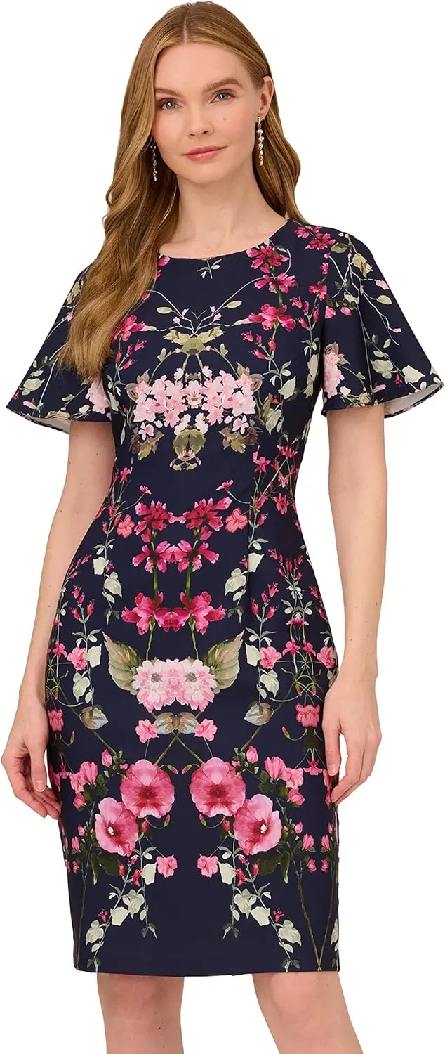 Adrianna Papell Women's Printed Floral Crepe Dress