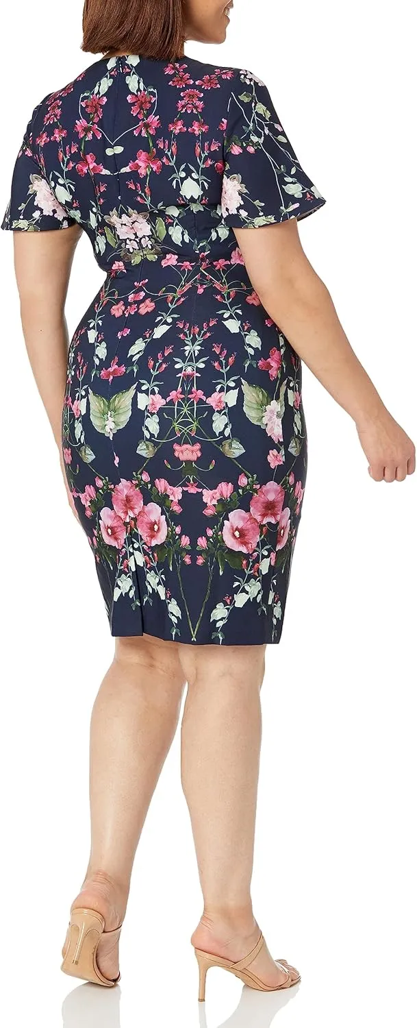 Adrianna Papell Women's Printed Floral Crepe Dress