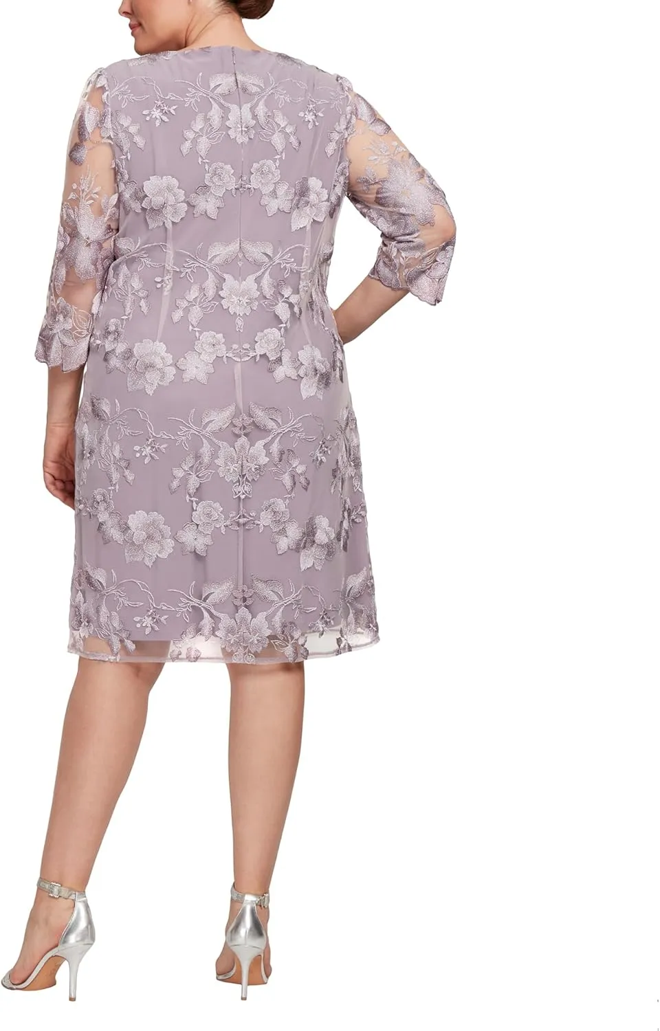 Alex Evenings Women's Plus Size Midi Scoop Neck Shift Dress with Jacket