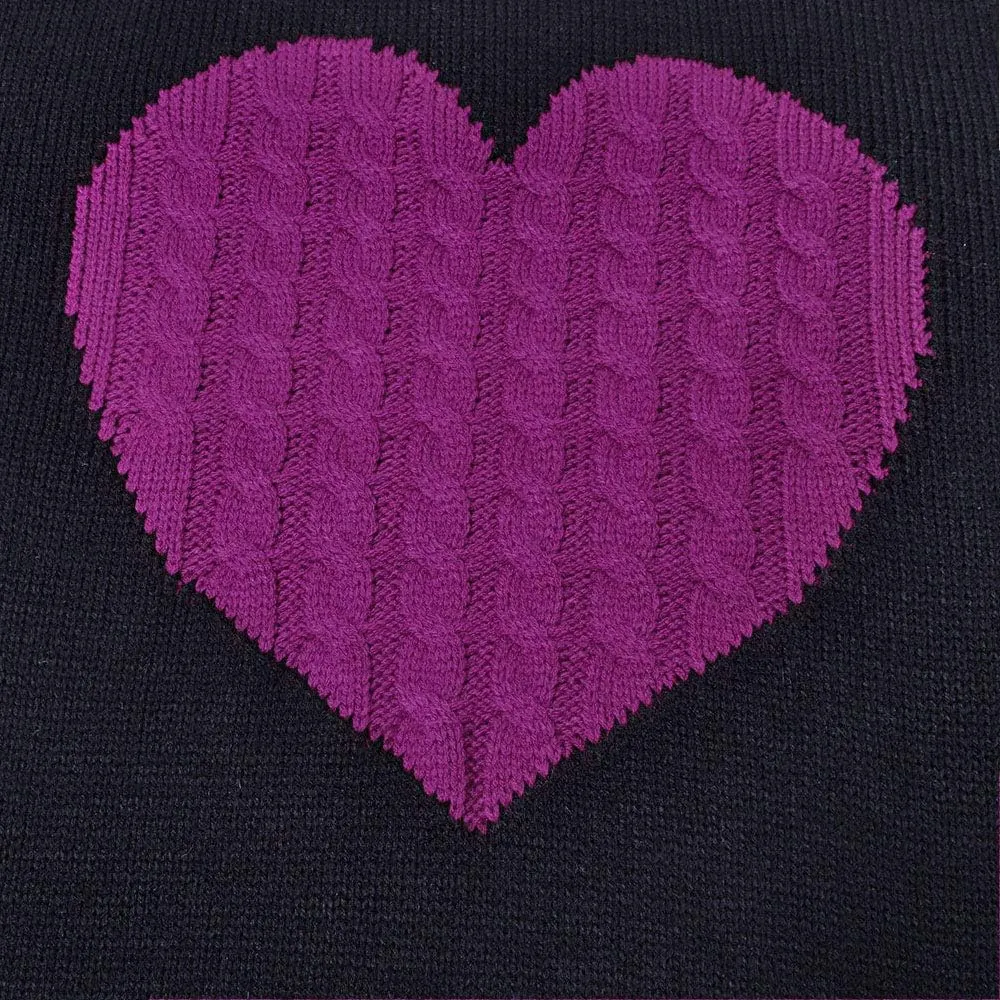 Alsol Lamesa Women's Cute Heart Sweater Long Sleeve Crewneck Pullover Ribbed Knit Casual Sweaters
