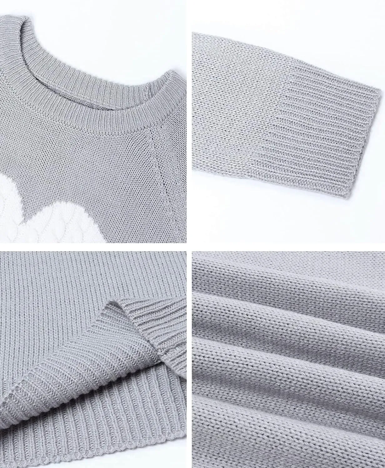 Alsol Lamesa Women's Cute Heart Sweater Long Sleeve Crewneck Pullover Ribbed Knit Casual Sweaters