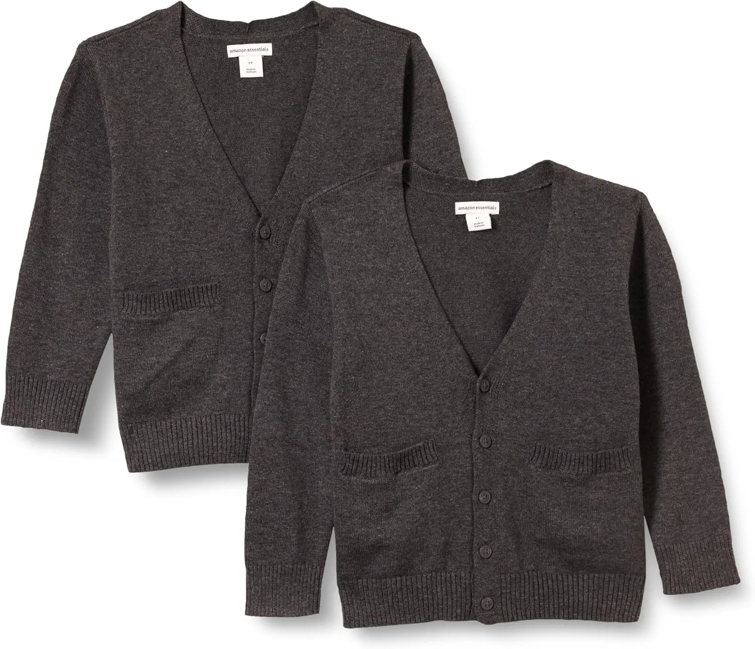 Amazon Essentials Unisex Kids and Toddlers' Uniform Cotton Cardigan Sweaters, Pack of 2