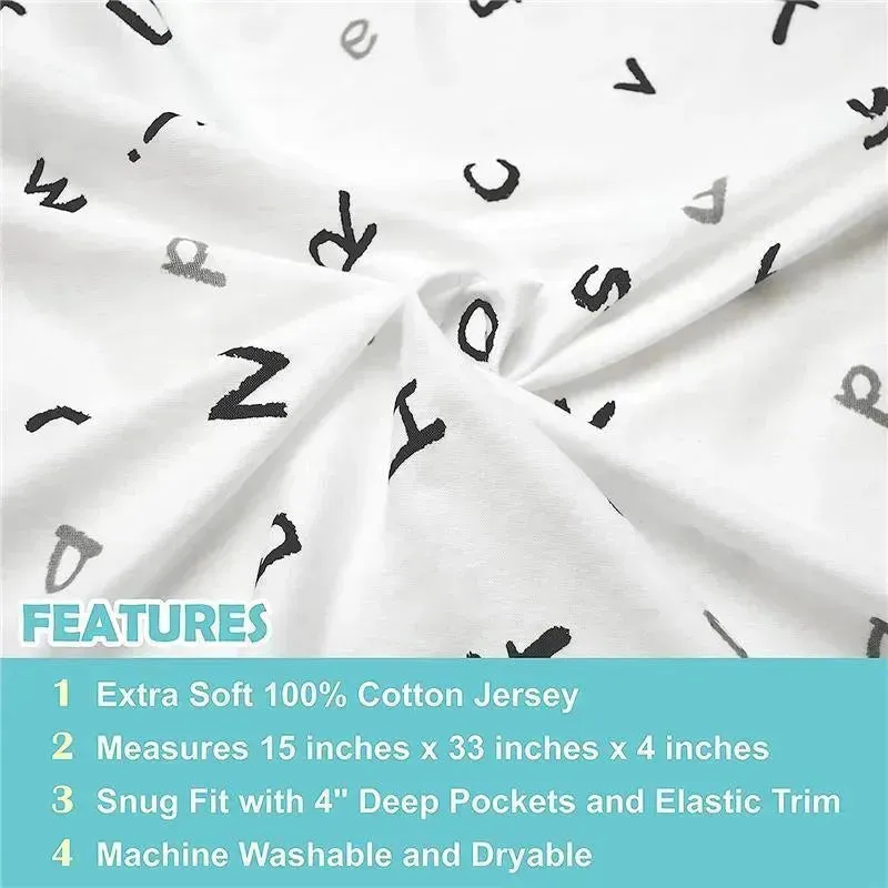 American Baby - Fitted Bassinet Sheet Printed 100% Natural Cotton Jersey Knit, Alphabet