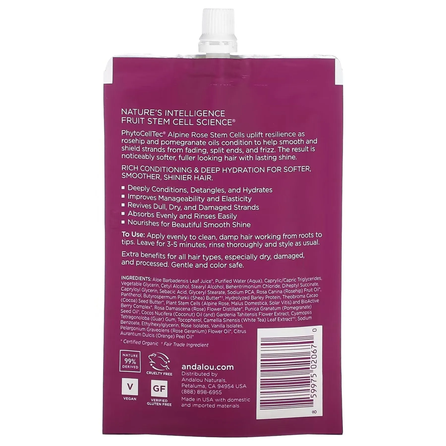 Andalou 1000 Roses Complex Colour Care Deep Conditioning Hair Mask 44ml