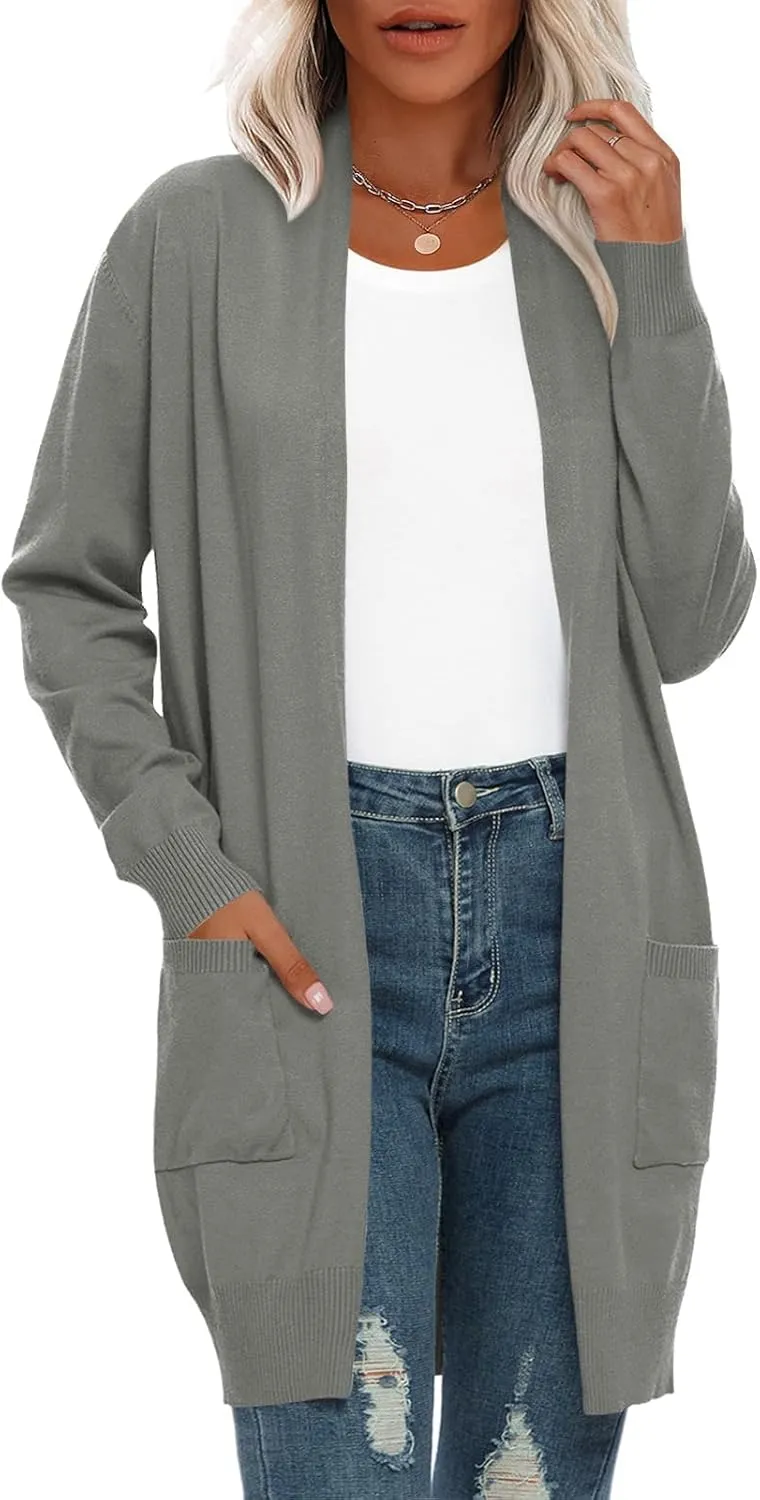 Anymiss Women's Spring Long Sleeve Fall Cardigan Open Front Knit Sweaters with Pockets