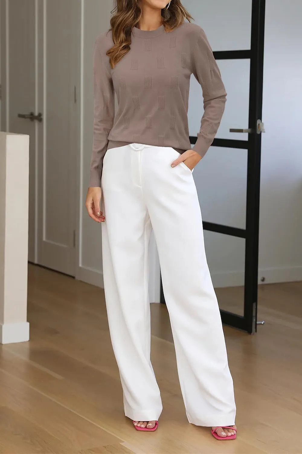 Arach&Cloz Womens Knit Sweater Long Sleeve Pullover Tops Trendy Dressy Casual Business Spring Clothes Outfit Fashion 2025