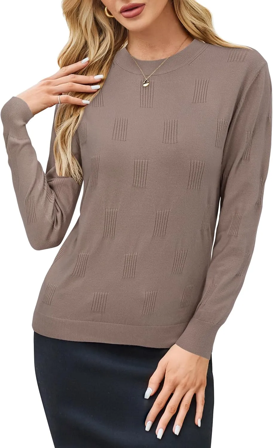 Arach&Cloz Womens Knit Sweater Long Sleeve Pullover Tops Trendy Dressy Casual Business Spring Clothes Outfit Fashion 2025