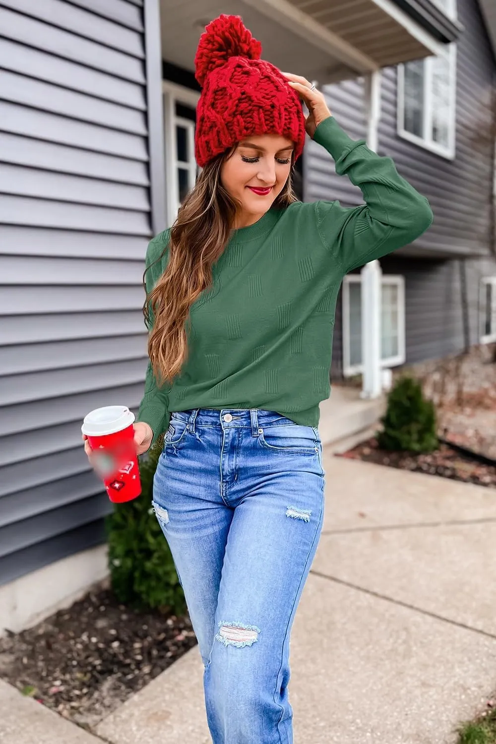 Arach&Cloz Womens Knit Sweater Long Sleeve Pullover Tops Trendy Dressy Casual Business Spring Clothes Outfit Fashion 2025