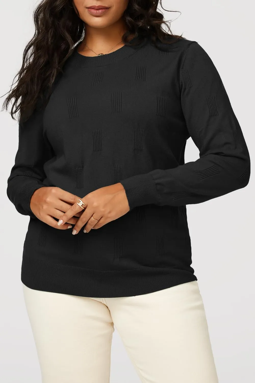 Arach&Cloz Womens Knit Sweater Long Sleeve Pullover Tops Trendy Dressy Casual Business Spring Clothes Outfit Fashion 2025