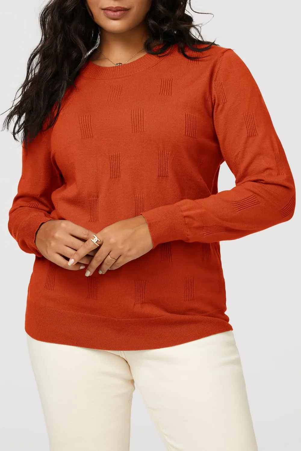 Arach&Cloz Womens Knit Sweater Long Sleeve Pullover Tops Trendy Dressy Casual Business Spring Clothes Outfit Fashion 2025
