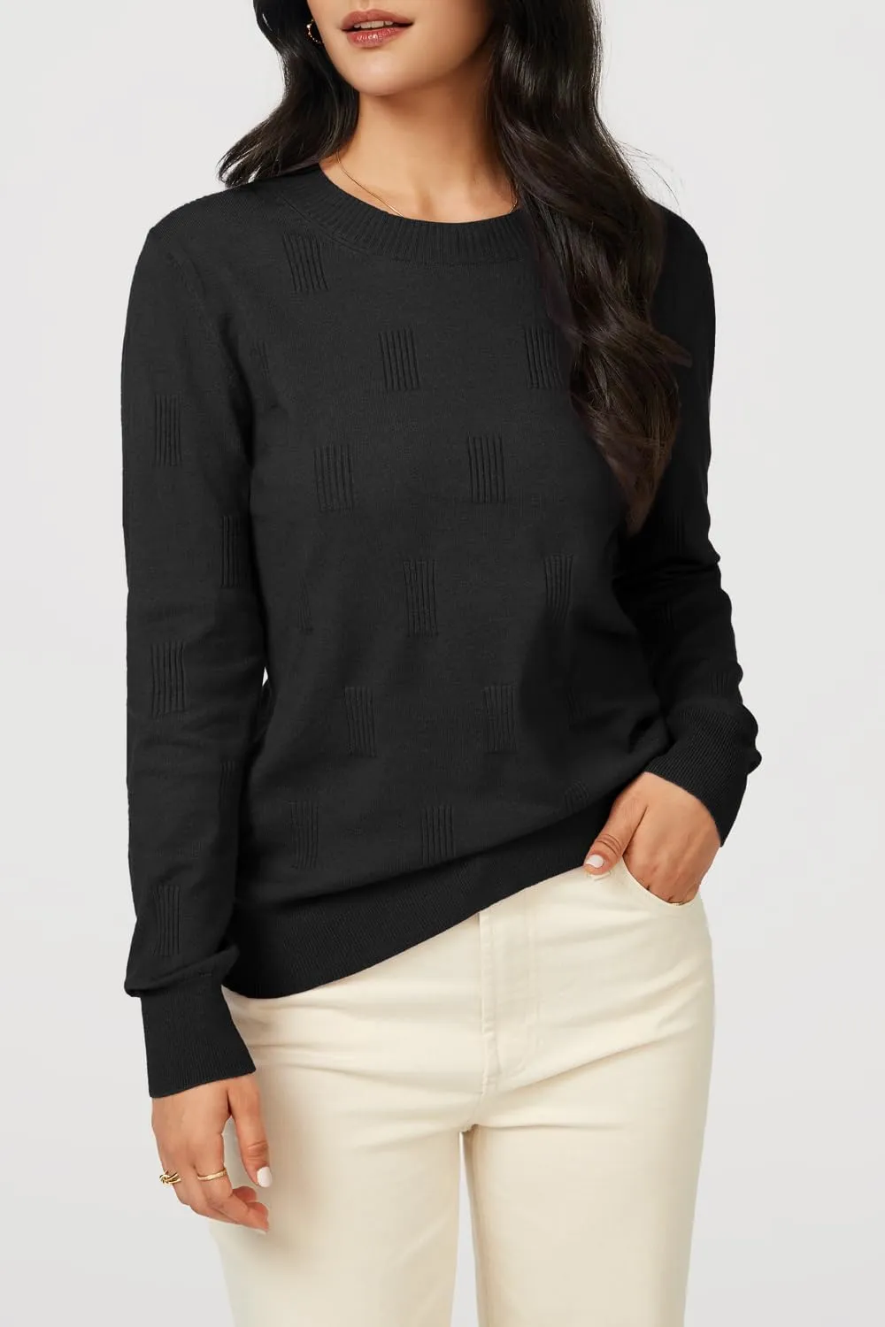 Arach&Cloz Womens Knit Sweater Long Sleeve Pullover Tops Trendy Dressy Casual Business Spring Clothes Outfit Fashion 2025