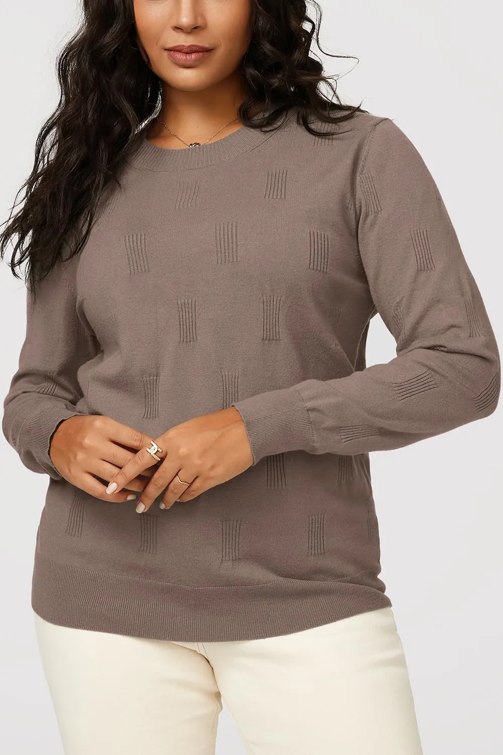 Arach&Cloz Womens Knit Sweater Long Sleeve Pullover Tops Trendy Dressy Casual Business Spring Clothes Outfit Fashion 2025