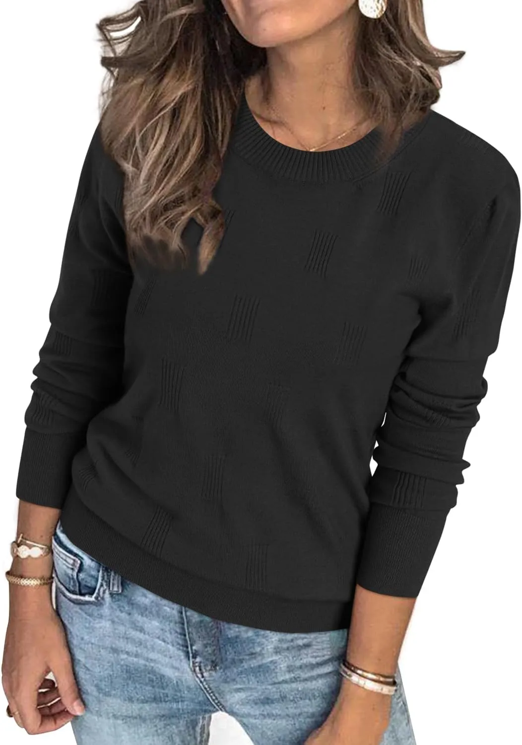 Arach&Cloz Womens Knit Sweater Long Sleeve Pullover Tops Trendy Dressy Casual Business Spring Clothes Outfit Fashion 2025