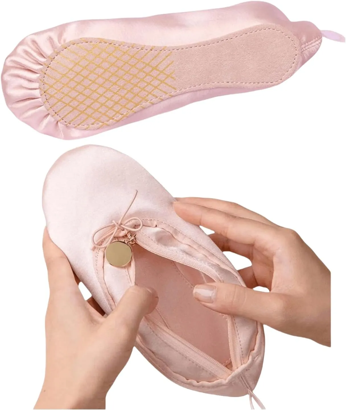 Ballet Dance Shoe Makeup Bag For Little Girls, Ballerina Slipper Makeup Pouch Bag, Ballet Pointe Shoes Gifts (Pink)