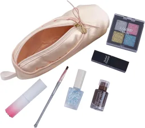 Ballet Dance Shoe Makeup Bag For Little Girls, Ballerina Slipper Makeup Pouch Bag, Ballet Pointe Shoes Gifts (Pink)