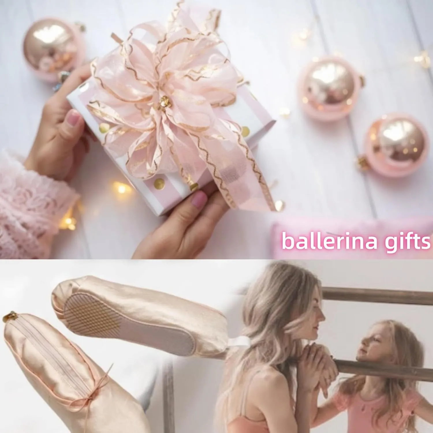 Ballet Dance Shoe Makeup Bag For Little Girls, Ballerina Slipper Makeup Pouch Bag, Ballet Pointe Shoes Gifts (Pink)