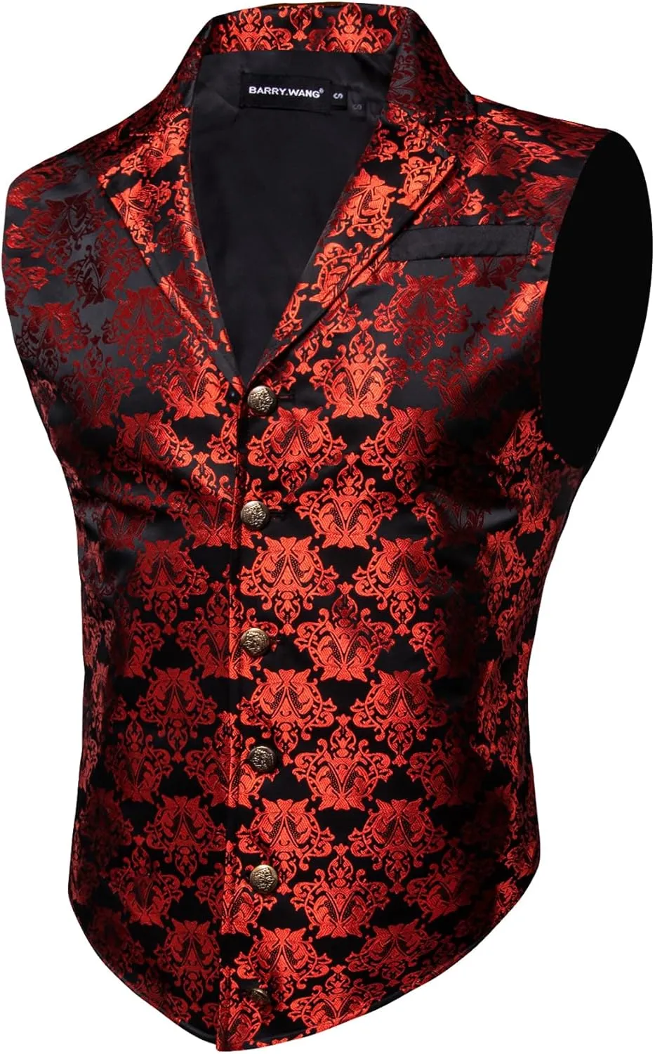 Barry.Wang Mens Paisley Victorian Suit Vest Tailored Collar Formal/Leisure Steampunk Gothic Waistcoat