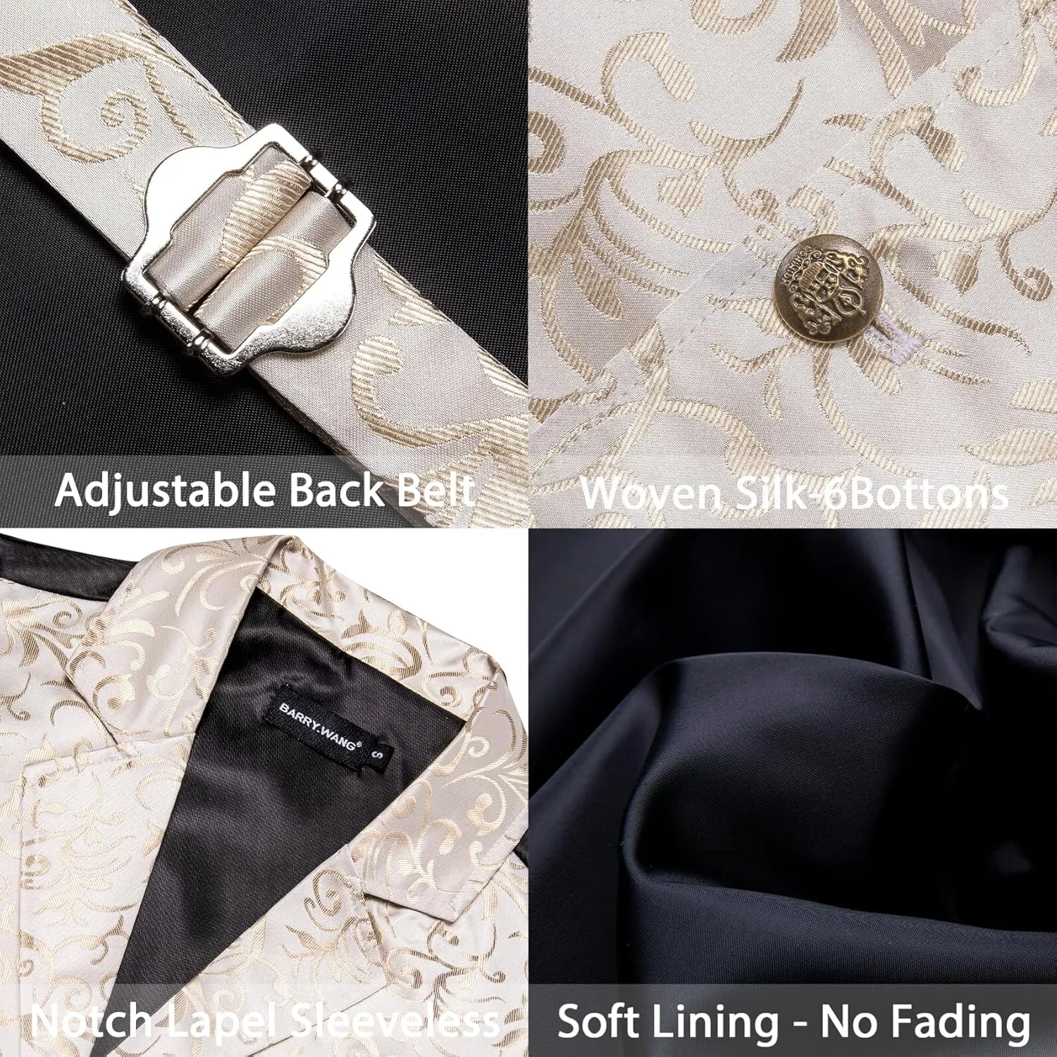 Barry.Wang Mens Paisley Victorian Suit Vest Tailored Collar Formal/Leisure Steampunk Gothic Waistcoat