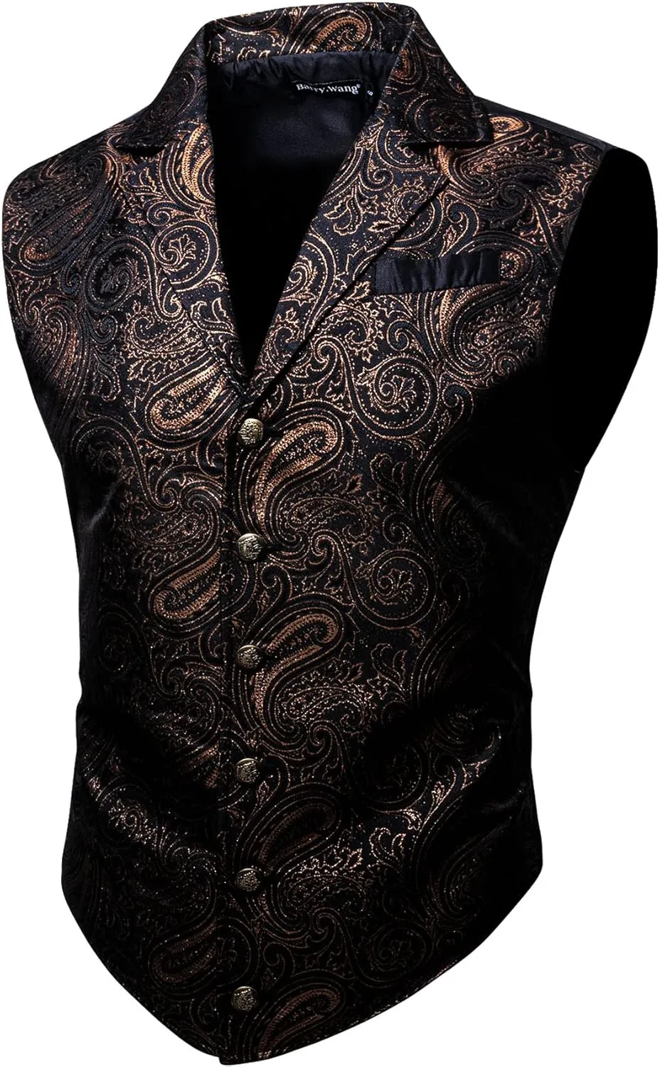 Barry.Wang Mens Paisley Victorian Suit Vest Tailored Collar Formal/Leisure Steampunk Gothic Waistcoat