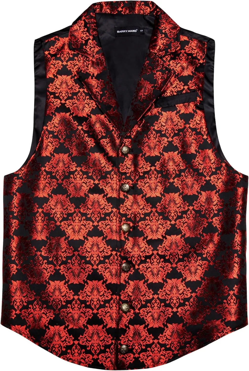 Barry.Wang Mens Paisley Victorian Suit Vest Tailored Collar Formal/Leisure Steampunk Gothic Waistcoat