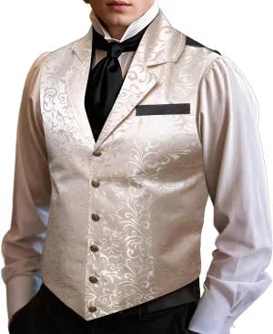 Barry.Wang Mens Paisley Victorian Suit Vest Tailored Collar Formal/Leisure Steampunk Gothic Waistcoat