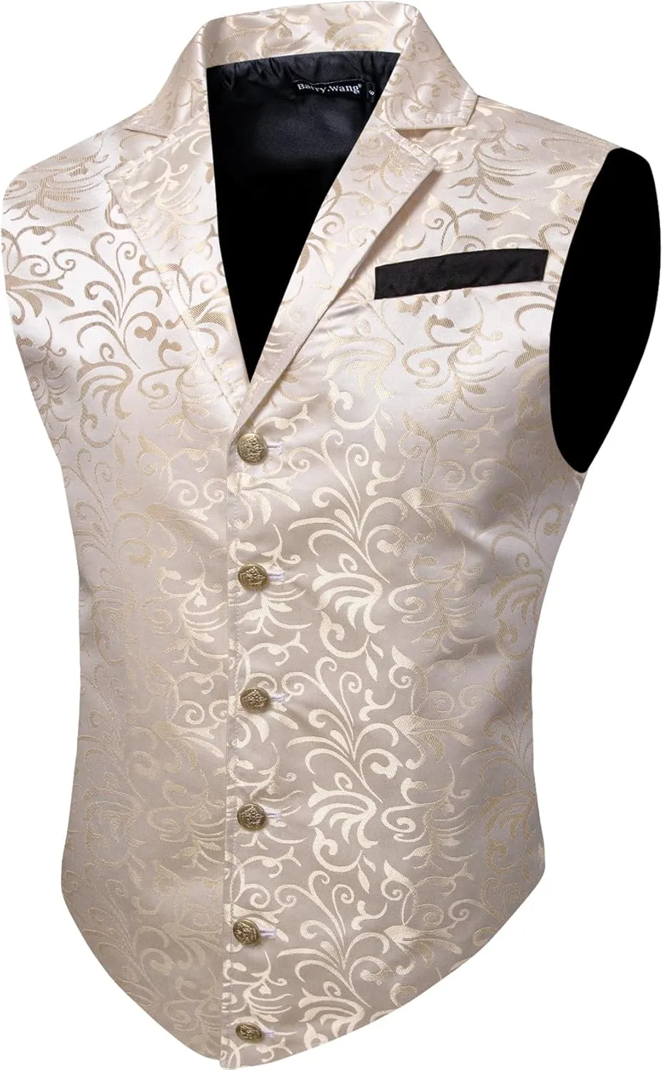 Barry.Wang Mens Paisley Victorian Suit Vest Tailored Collar Formal/Leisure Steampunk Gothic Waistcoat