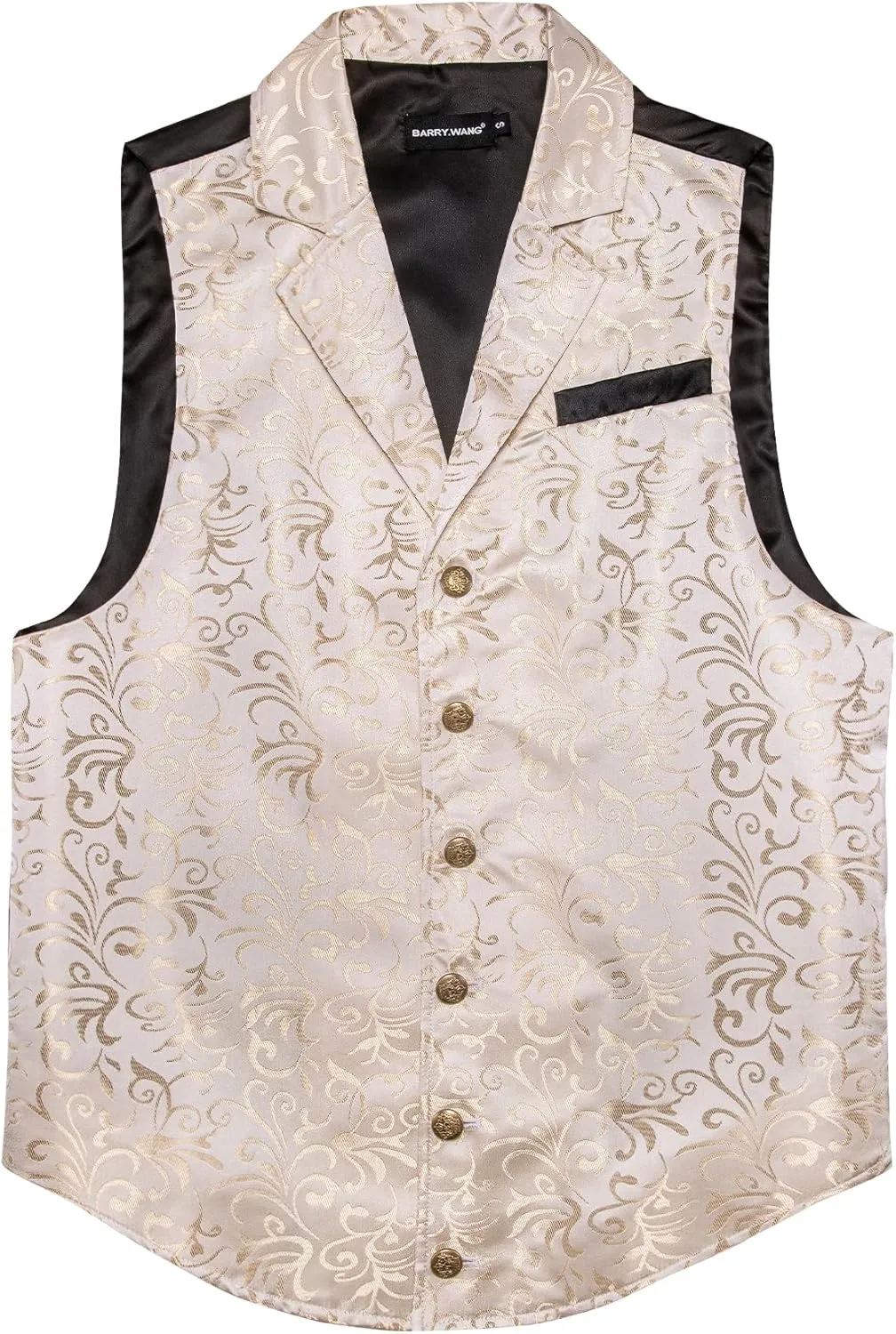 Barry.Wang Mens Paisley Victorian Suit Vest Tailored Collar Formal/Leisure Steampunk Gothic Waistcoat