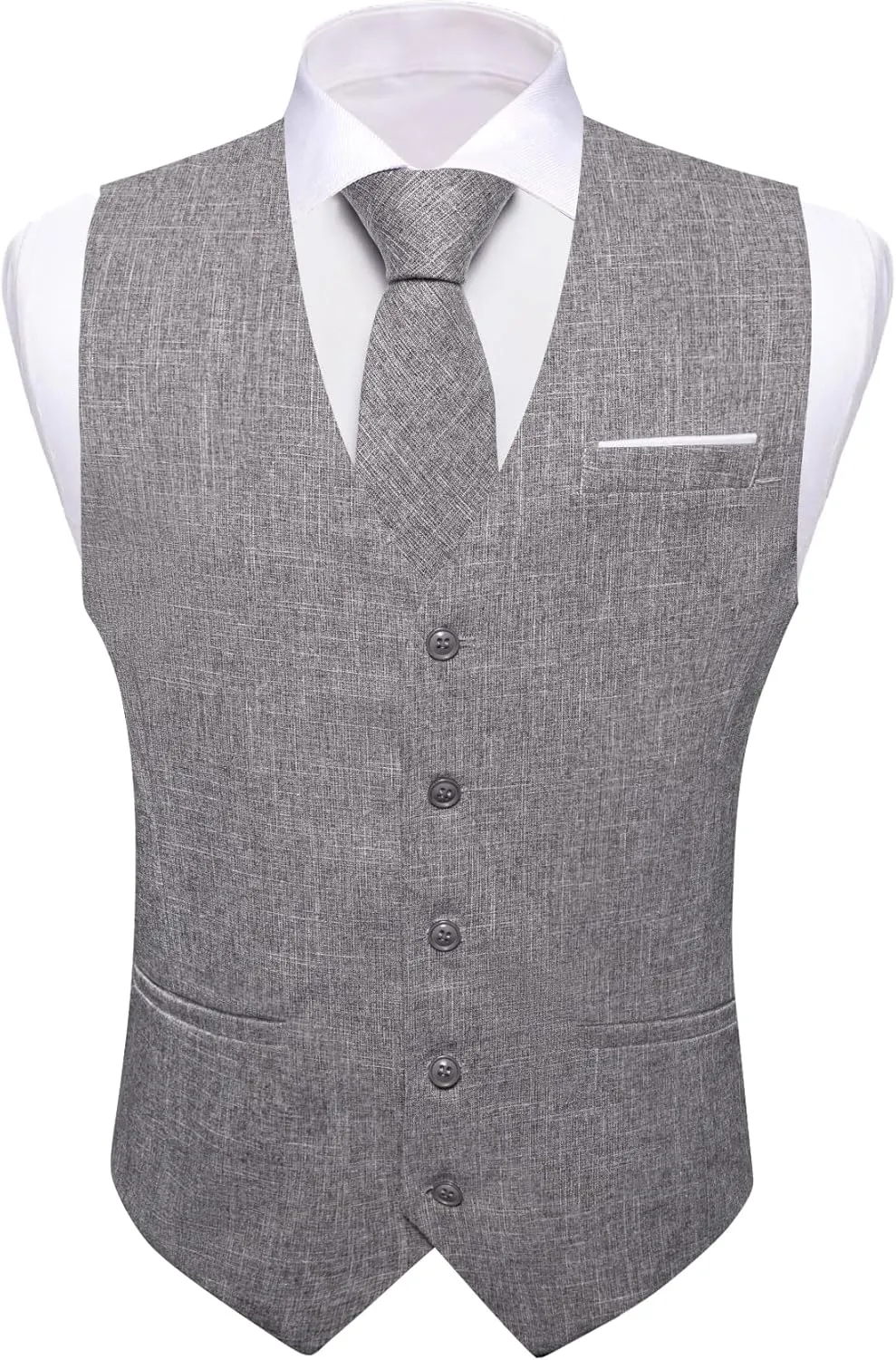Barry.Wang Mens Plaid Suit Waistcoat Wool Blend Tailored Collar/V-neck 3 Pocket Check Vest Formal/Leisure