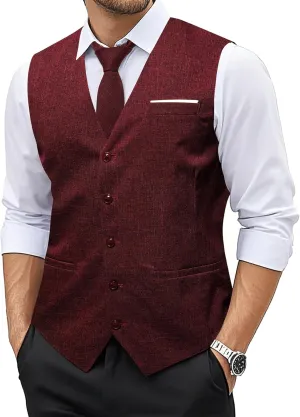 Barry.Wang Mens Plaid Suit Waistcoat Wool Blend Tailored Collar/V-neck 3 Pocket Check Vest Formal/Leisure
