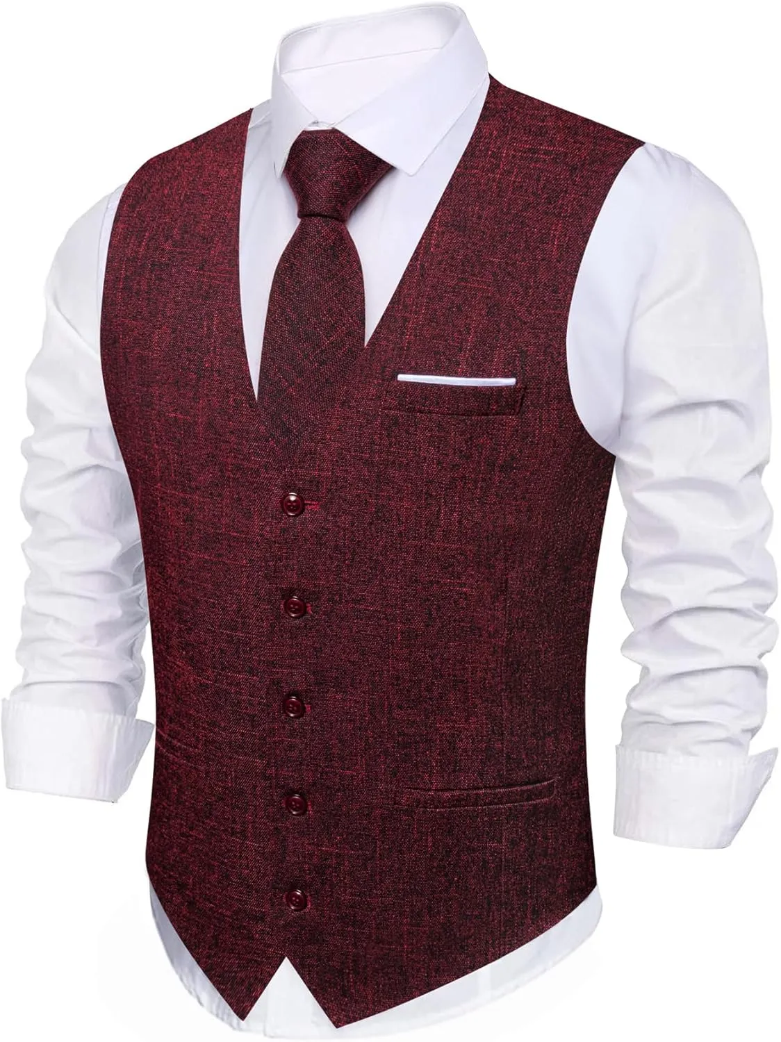 Barry.Wang Mens Plaid Suit Waistcoat Wool Blend Tailored Collar/V-neck 3 Pocket Check Vest Formal/Leisure