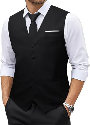 Barry.Wang Mens Plaid Suit Waistcoat Wool Blend Tailored Collar/V-neck 3 Pocket Check Vest Formal/Leisure