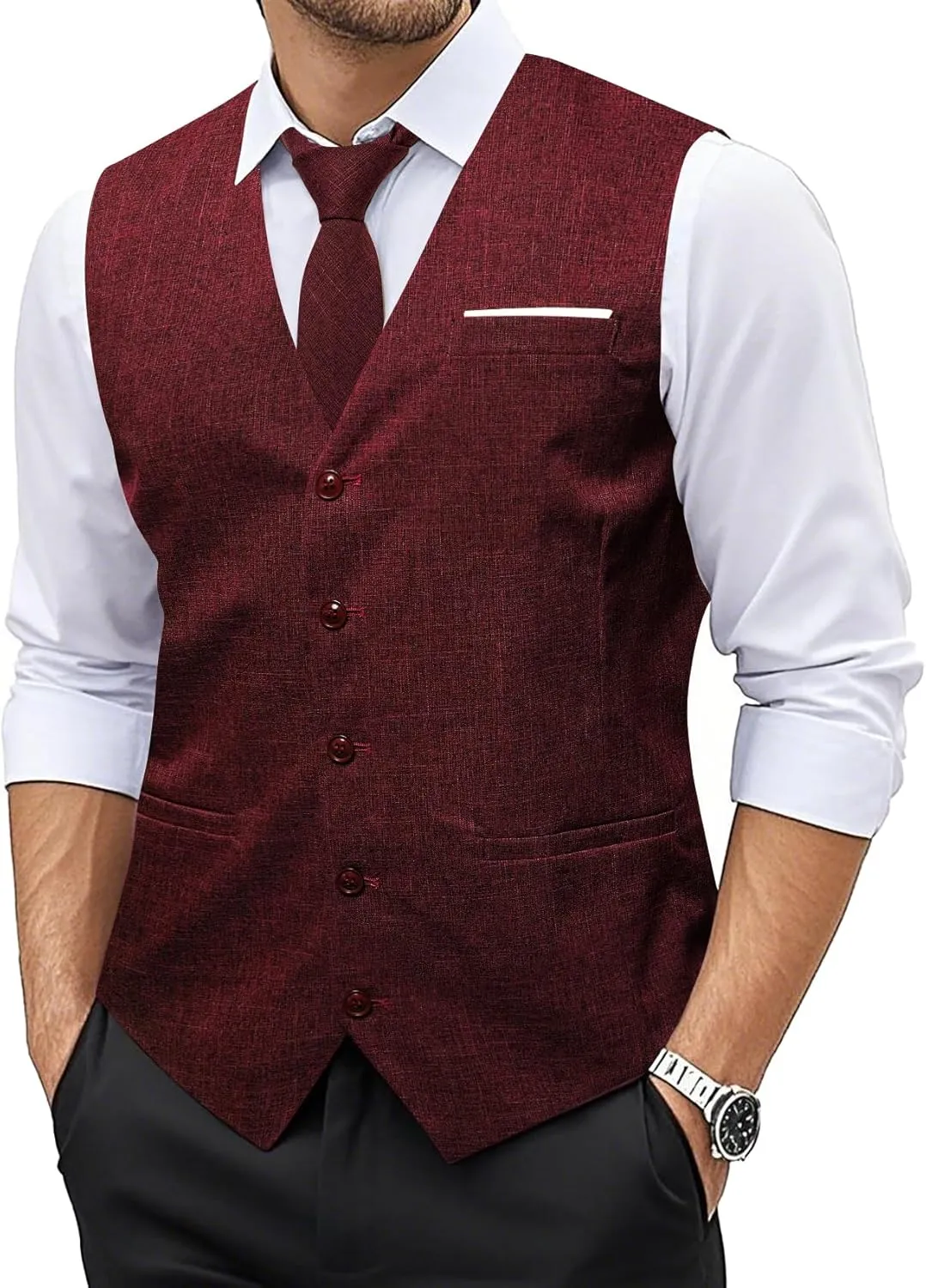 Barry.Wang Mens Plaid Suit Waistcoat Wool Blend Tailored Collar/V-neck 3 Pocket Check Vest Formal/Leisure