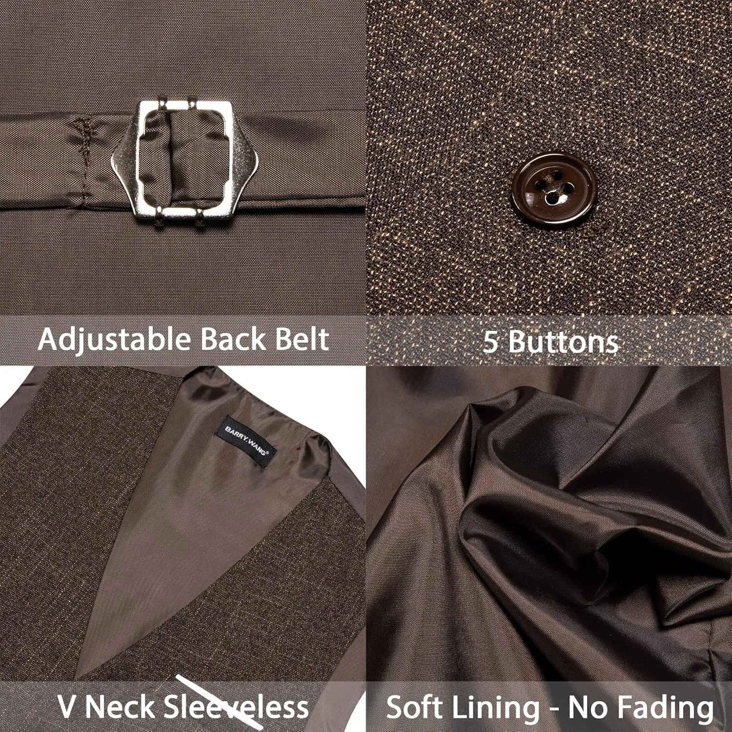 Barry.Wang Mens Plaid Suit Waistcoat Wool Blend Tailored Collar/V-neck 3 Pocket Check Vest Formal/Leisure