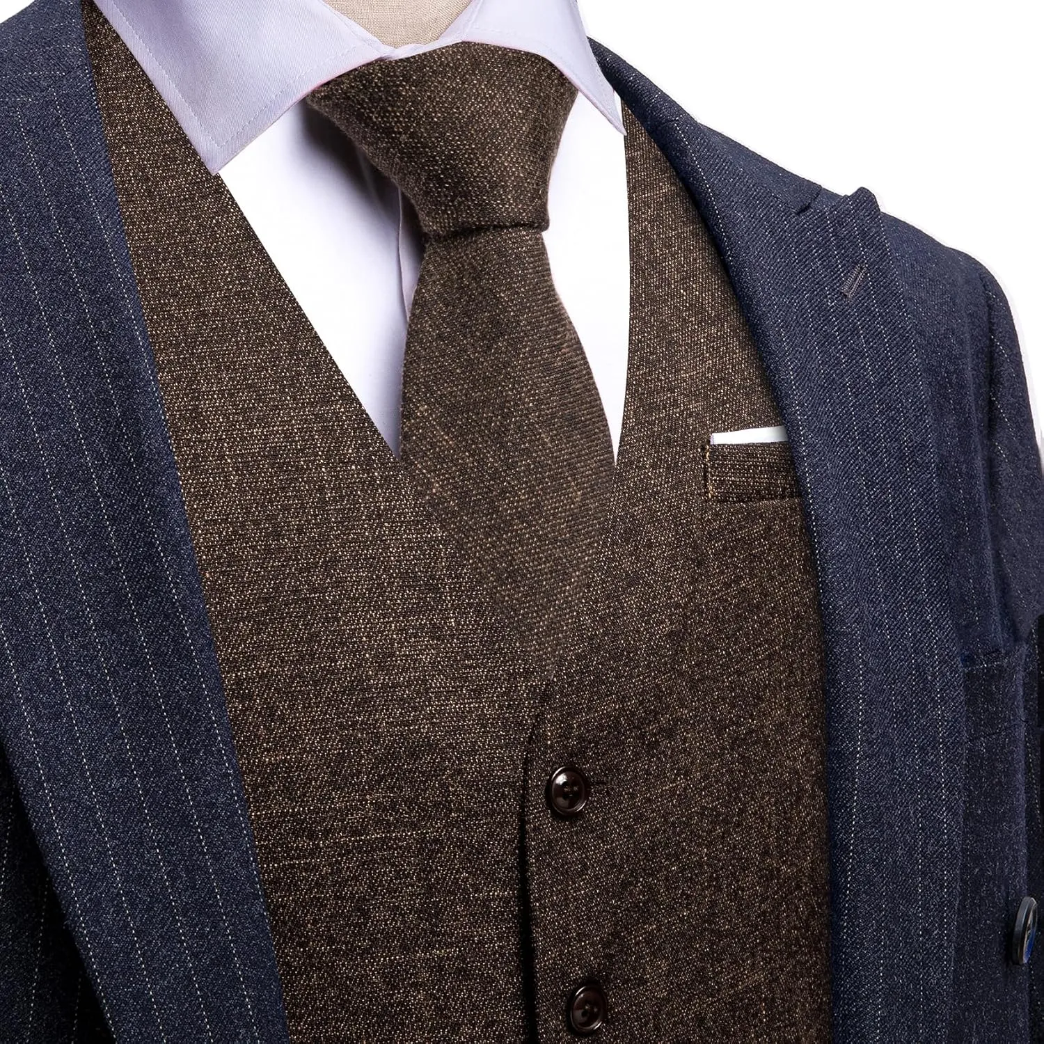 Barry.Wang Mens Plaid Suit Waistcoat Wool Blend Tailored Collar/V-neck 3 Pocket Check Vest Formal/Leisure