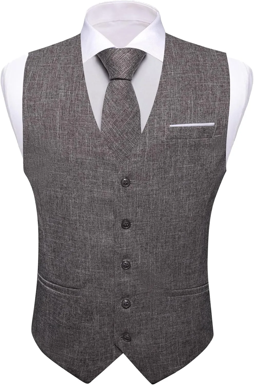 Barry.Wang Mens Plaid Suit Waistcoat Wool Blend Tailored Collar/V-neck 3 Pocket Check Vest Formal/Leisure