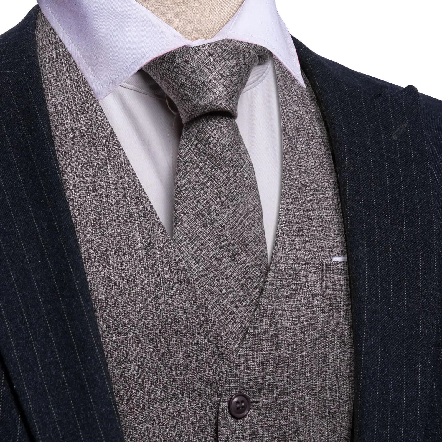 Barry.Wang Mens Plaid Suit Waistcoat Wool Blend Tailored Collar/V-neck 3 Pocket Check Vest Formal/Leisure