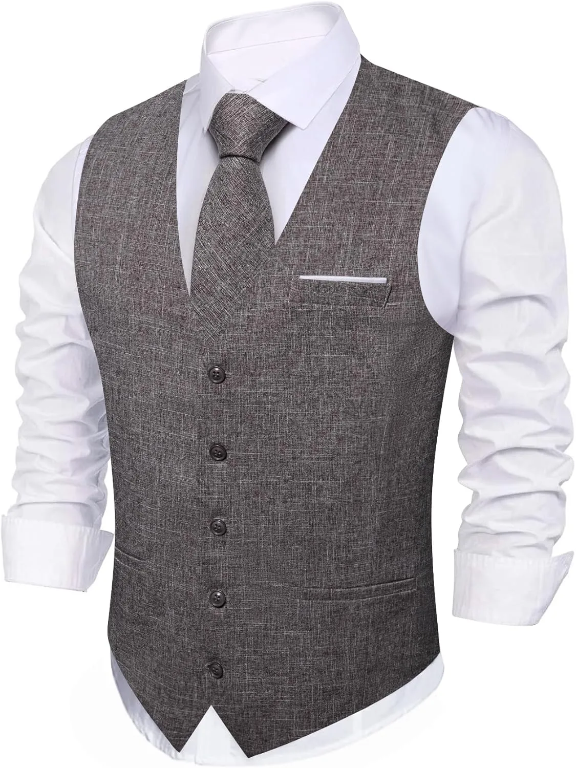Barry.Wang Mens Plaid Suit Waistcoat Wool Blend Tailored Collar/V-neck 3 Pocket Check Vest Formal/Leisure